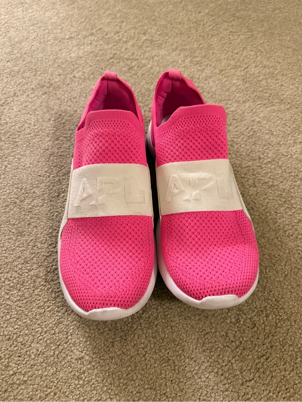 APL Pink Slip-On Knit Sneakers with Cream Strap
